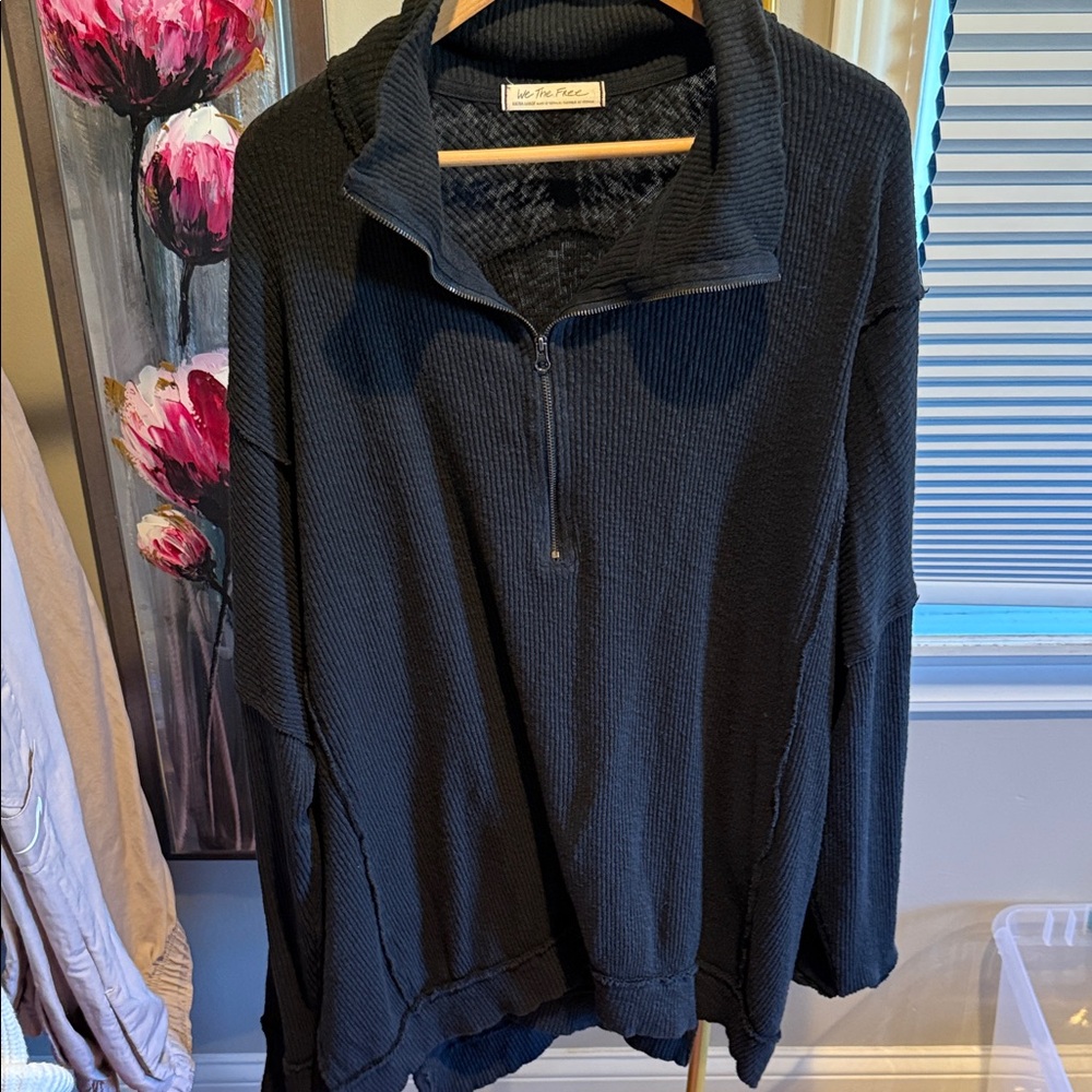We The Free Black Ribbed Sweater